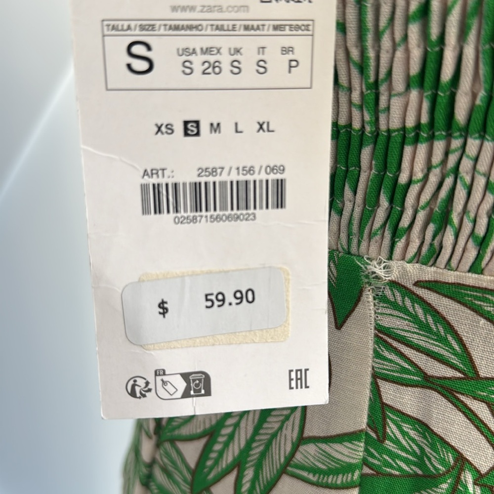 NWT ZARA strapless green floral slit maxi dress - Picture 6 of 6